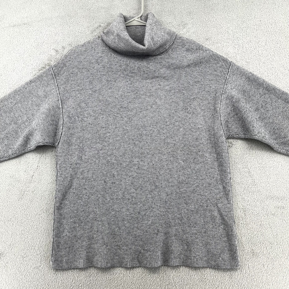 Free People Turtleneck Sweater Women XS Gray Oversize Boxy Boho Dropped Shoulder - Picture 3 of 11